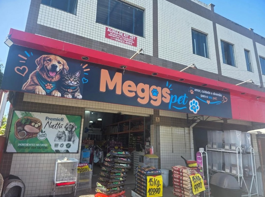 Fachada Meggs Pet — Comunicação Visual