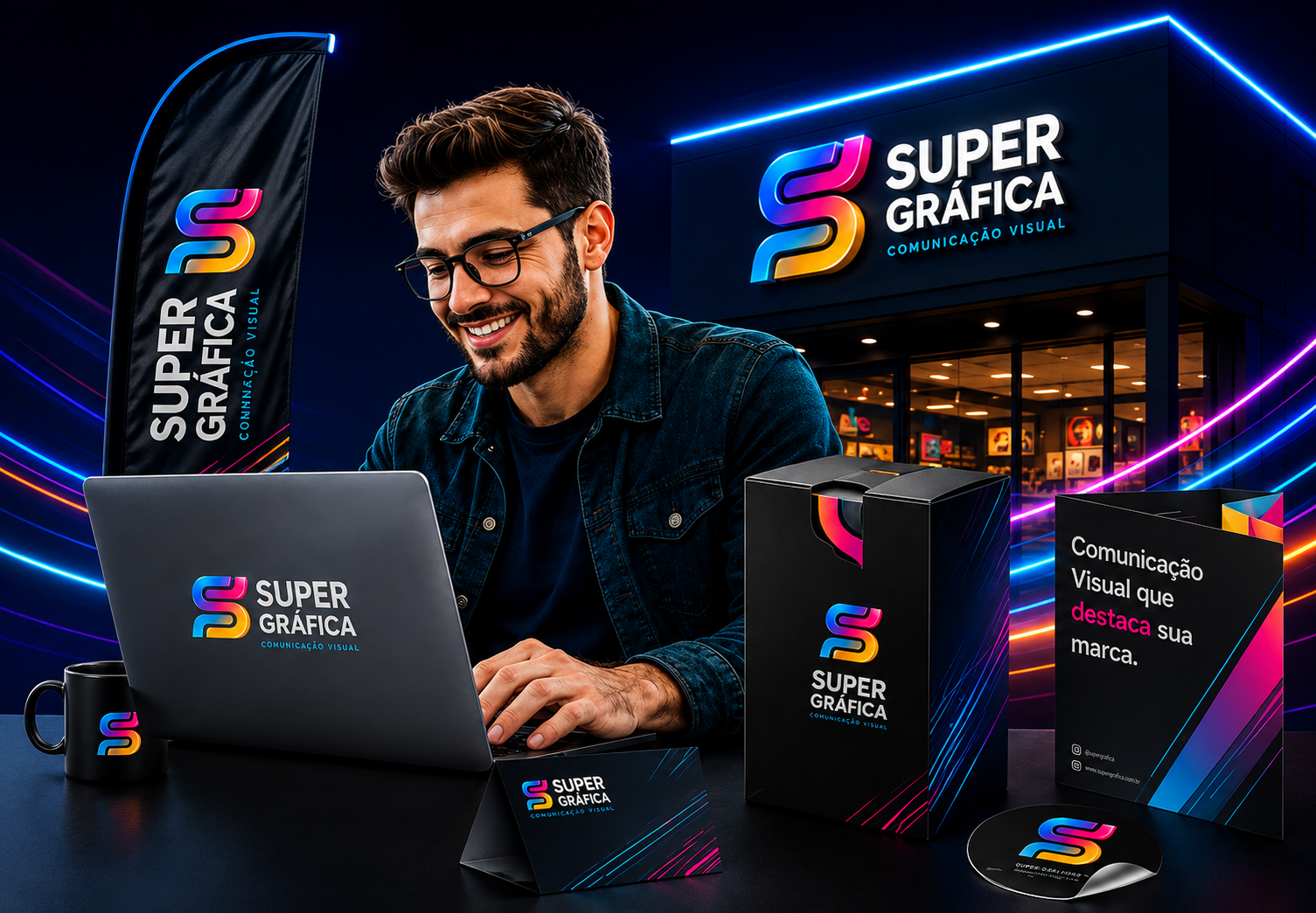 Materiais de comunicação visual da Super Gráfica
